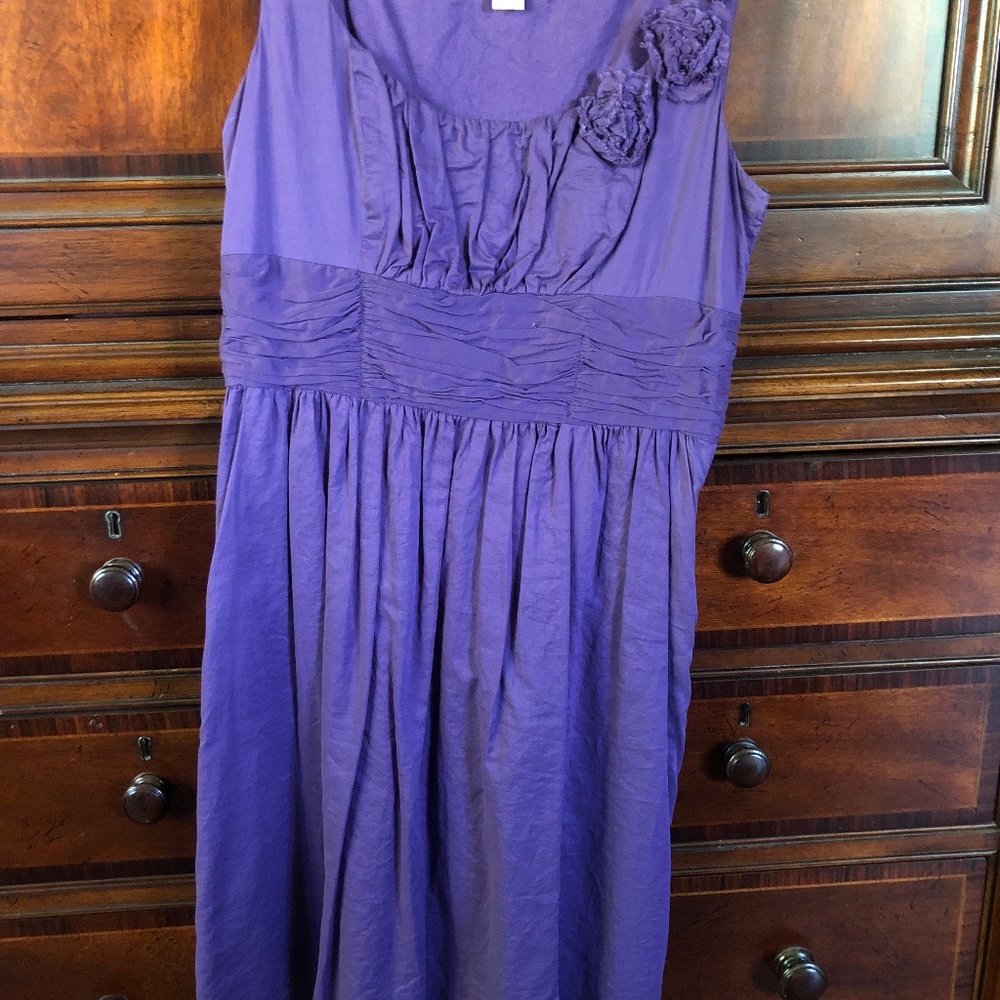 Ann Taylor Loft purple linen sun dress size 0